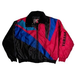 Vintage Yamaha Snowmobile Jacket Mens Size XL Sportswear Racing Colorblock Red
